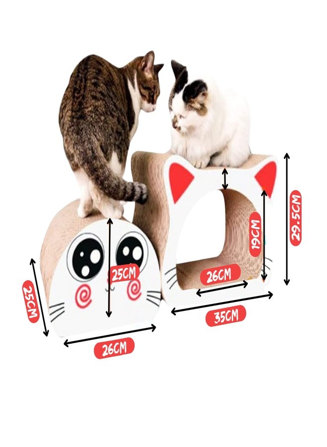 KittuPet كيتو بيت 2 في 1، لعبة خدش من الكرتون المموج قابلة للعكس وإعادة التدوير للقطط، لحماية الأثاث (وجه قطة)، 35 × 26 × 29 سم - Image 3